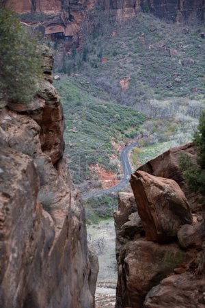 Foto de Vista desde Angels Landing Hike en el Parque Nacional Zion Arizona - Imagen libre de derechos