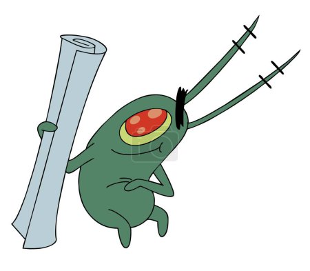 vector illustration, cartoon character Plankton