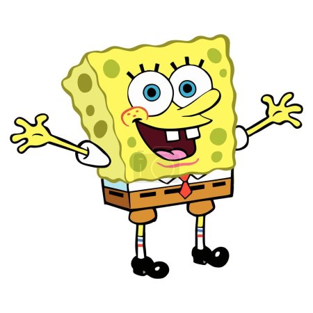 Cartoon Spongeboob Schwammkopf glücklich und aufgeregt und lachen lustig und niedlich lächelnd