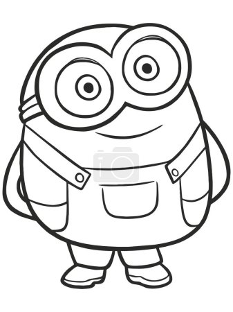 Illustration for Cute cartoon minion coloring. vector illustration of a minion. - Royalty Free Image