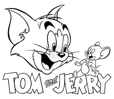 Illustration for Cartoon illustration of a cute white tom and jerry vector. - Royalty Free Image