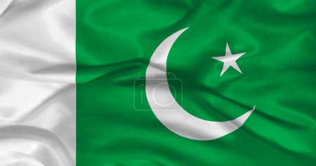 Geschwungene pakistanische Flagge, Pakistans Unabhängigkeitstag 