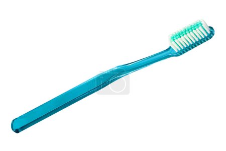 Téléchargez les photos : Brosse à dents bleue isolée sur fond blanc - en image libre de droit