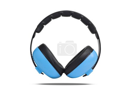 Photo for Blue ear muff isolated on white background. head phones on a white background. - Royalty Free Image
