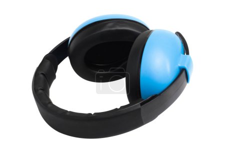 Photo for Blue ear muff isolated on white background. head phones on a white background. - Royalty Free Image