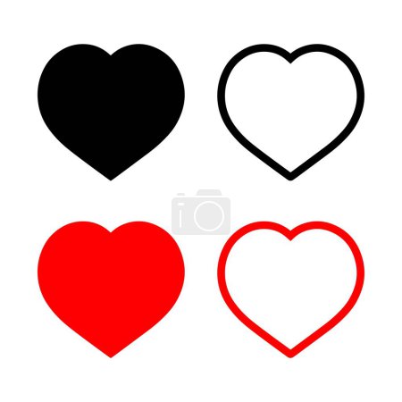 Photo for Black and red heart in solid and outlined styles. Vector like icon. - Royalty Free Image