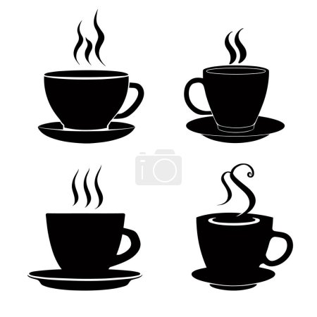 Illustration for Coffee cups vector set. Coffee tea drink logo idea. Cup logo idea. - Royalty Free Image