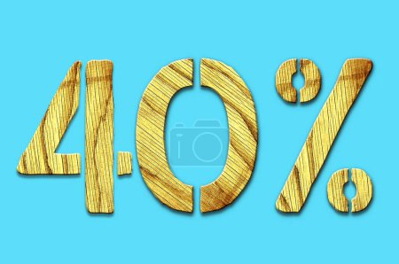Photo for 40 percent. Wooden numbers, isolated on a blue background.Business.Sales. Trade. Design element Background - Royalty Free Image