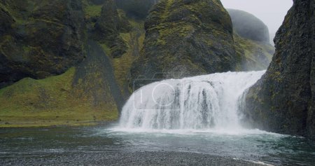 Photo for Beautiful water flow of Stjornarfoss waterfall near Kirkjubaejarklaustur at Iceland South coast. - Royalty Free Image