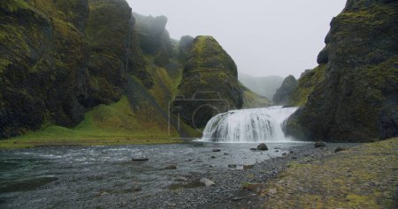Photo for Beautiful waterfall Stjornarfoss near Kirkjubaejarklaustur at Iceland South coast. - Royalty Free Image