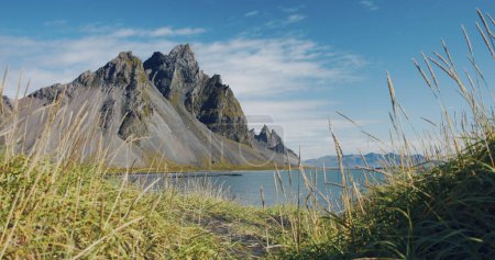 Photo for Epic view of the landscape of the black sand beach in Stokksnes Vestrahorn mountain in the background Nature and travel concept. - Royalty Free Image