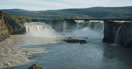 Photo for Beautiful Godafoss waterfall in sunset scene, Iceland. - Royalty Free Image