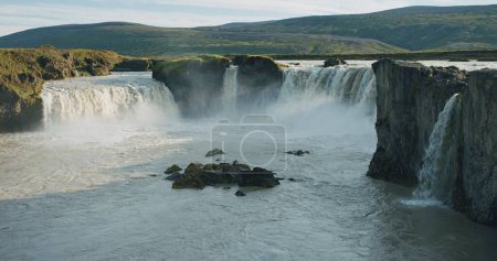 Photo for Beautiful Godafoss waterfall in sunset scene, Iceland. - Royalty Free Image