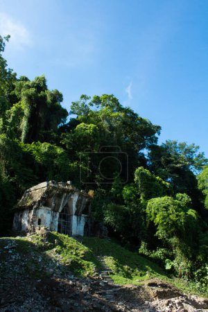 Foto de Templo de la Cruz Foliada, en la zona arqueológica de Palenque, Chiapas - Imagen libre de derechos