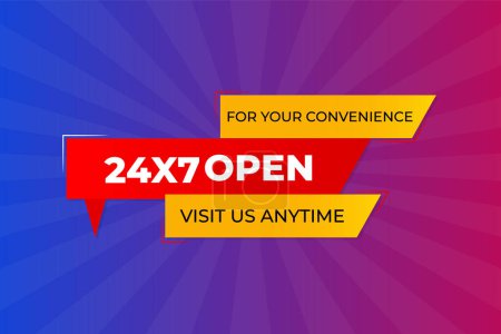 Illustration for Open 24 7 all days vector illustration - Royalty Free Image