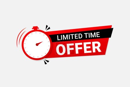 Illustration for Limited time offer with banner label and clock icon vector illustration - Royalty Free Image