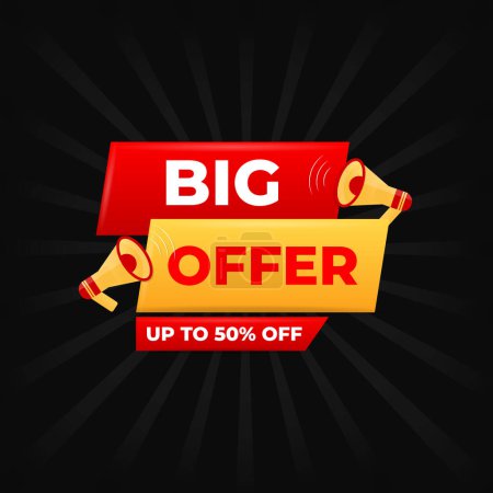 Illustration for Big sale banner design template design with a megaphone. - Royalty Free Image