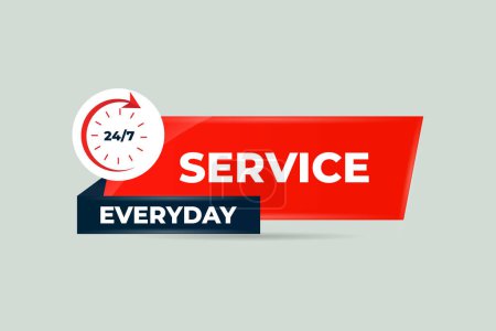 Illustration for 24 hour service everyday design vector with clock Vector illustration - Royalty Free Image