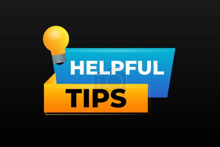 Helpful tips banner element with light bulb vector illustration.