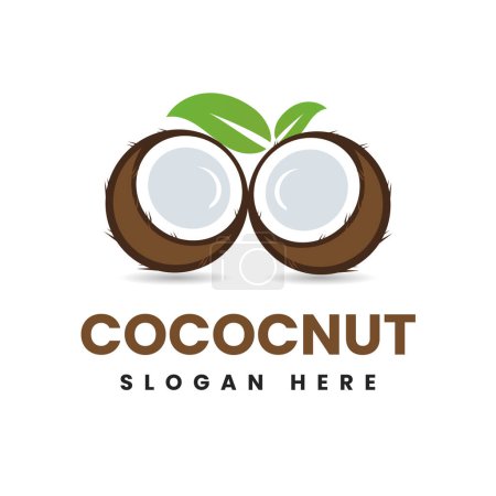 Téléchargez les illustrations : Illustration vectorielle dessinée à la main logo noix de coco. - en licence libre de droit