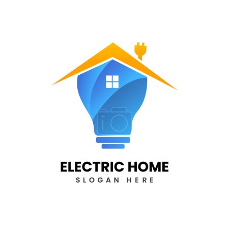 Elektrisches Home-Logo mit Stecker und Blub-Vektor-Illustration.