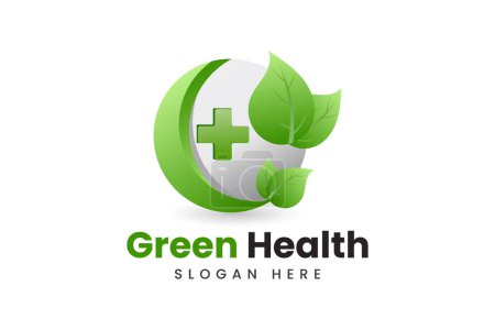 Téléchargez les illustrations : Conception du logo des soins de santé à gradient de feuilles communautaires - en licence libre de droit