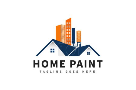 Illustration for Real estate home paint logo and house logo template design - Royalty Free Image