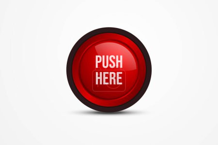 vector push here red button and white background