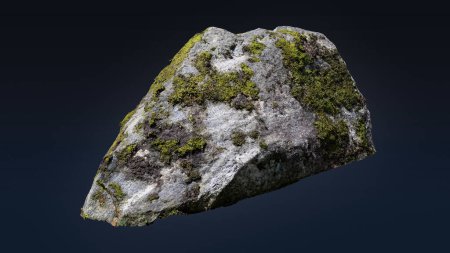 Photo for Rock boulder with moss isolated on dark background for design and decoration. Many uses! - Royalty Free Image