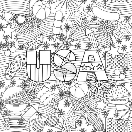 A patriotic coloring page that can be used for the 4th of July, Memorial Day, Veterans Day, Independence Day, etc.