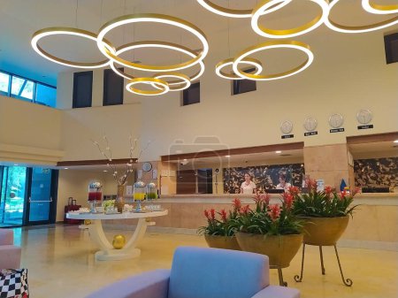 Photo for Goynuk, Antalya, Turkey - May 11, 2021: View of hotel lobby at Seven Seas Hotel Life Ultra All Inclusive and Kids Concept 5 star at Goynuk, Antalya, Turkey on May 11, 2021. - Royalty Free Image