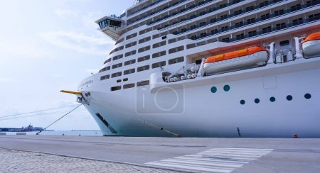 Photo for La Guell Tunisia - April 28, 2023: The cruise ship MSC Grandiosa in port of La Guell Tunisia on April 28, 2023 - Royalty Free Image