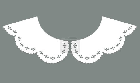 Illustration for Cotton collar lace design vector. front view technical trim sketch template. neckline laser cut detail with vintage lace cotton. eyelet embroidery decorative ornament for fabric border. - Royalty Free Image