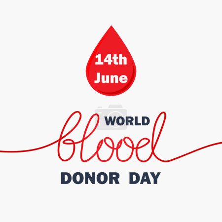 Illustration for World Blood Donor Day 14 June concept for banner, poster, card. Vector illustration with blood drop and tube - Royalty Free Image