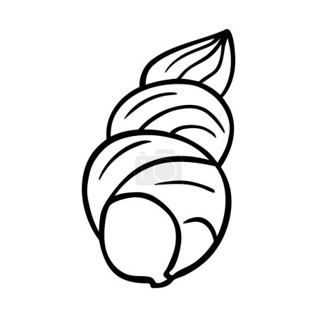Ilustración de Garabato de concha aislado sobre fondo blanco. Molusco dibujado a mano en pluma de tinta. Dibujo decorativo logotipo ilustración de mariscos de verano - Imagen libre de derechos