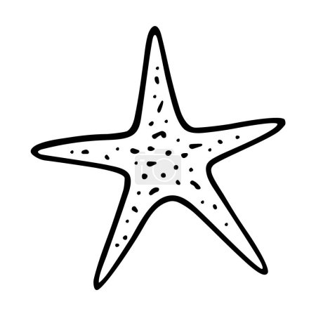 Ilustración de Estrella de mar garabato aislado sobre fondo blanco. Molusco dibujado a mano en pluma de tinta. Dibujo decorativo logotipo ilustración de la fauna marina de verano - Imagen libre de derechos