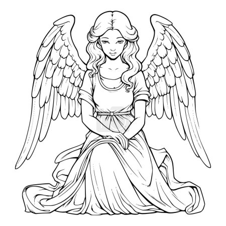 Téléchargez les illustrations : Pages à colorier Angel pour enfants - en licence libre de droit