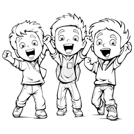 Illustration for Cheerful Little Boys Coloring Page for Kids - Royalty Free Image