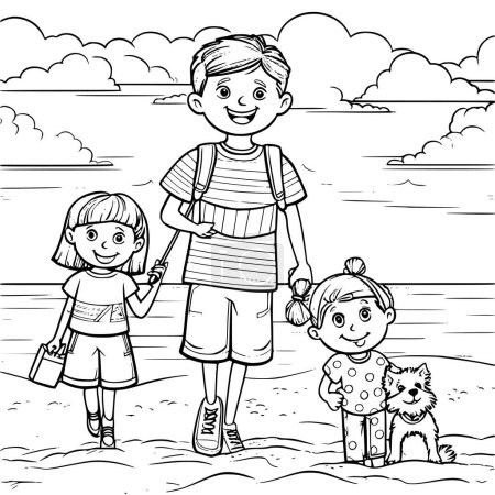 Summer Vacation Coloring Page for Kids