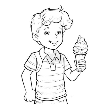 Boy Holding Ice Cream Coloring Page For Kids