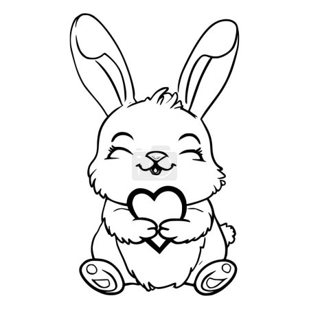 Illustration for Bunny With Heart Coloring Page - Royalty Free Image