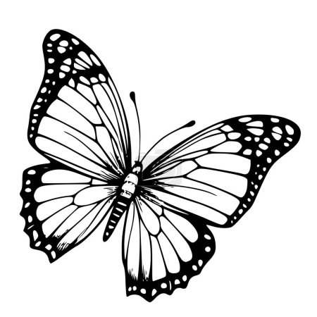 Téléchargez les illustrations : Papillons avec des fleurs Coloriage Dessin pour les enfants - en licence libre de droit
