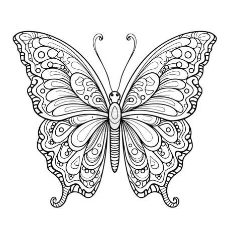 Téléchargez les illustrations : Coloriage papillon pour les enfants - en licence libre de droit