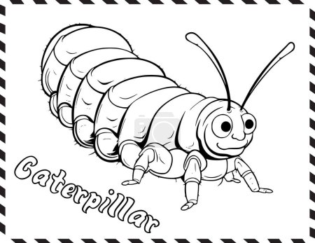 Illustration for Caterpillar Coloring Page for Kids - Royalty Free Image