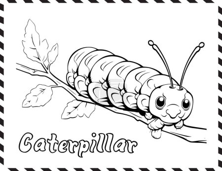 Illustration for Caterpillar Coloring Page for Kids - Royalty Free Image