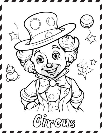 Téléchargez les illustrations : Coloriage de clown de cirque dessin pour des enfants - en licence libre de droit
