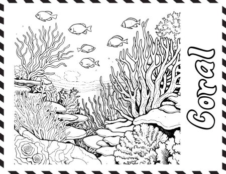 Téléchargez les illustrations : Coloriages corail pour enfants - en licence libre de droit
