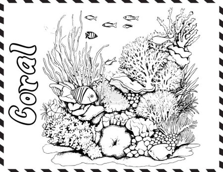 Téléchargez les illustrations : Coloriages corail pour enfants - en licence libre de droit