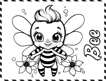 Téléchargez les illustrations : Dessin mignon de page de coloriage d'abeille pour des enfants - en licence libre de droit