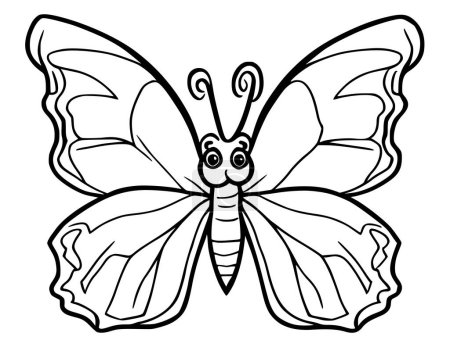 Téléchargez les illustrations : Dessin mignon de coloriage de papillon pour des enfants - en licence libre de droit